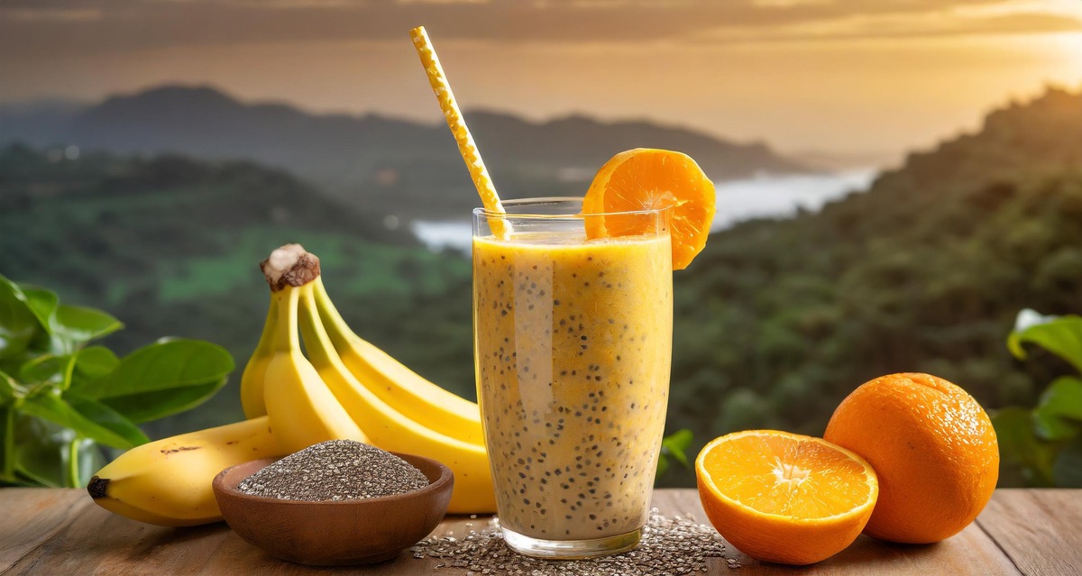 This is an image for topic Get Glowing Skin With Orange Banana Smoothie 