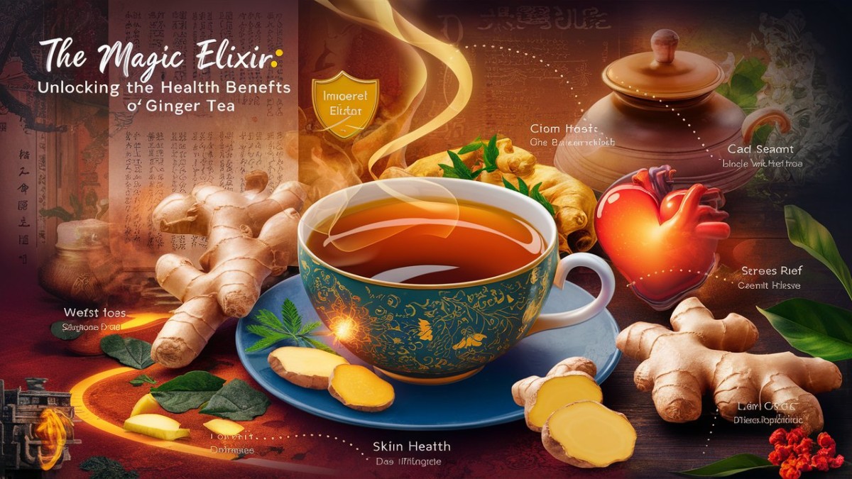 This is an image for topic The Magic Elixir: Unlocking the Health Benefits of Ginger Tea