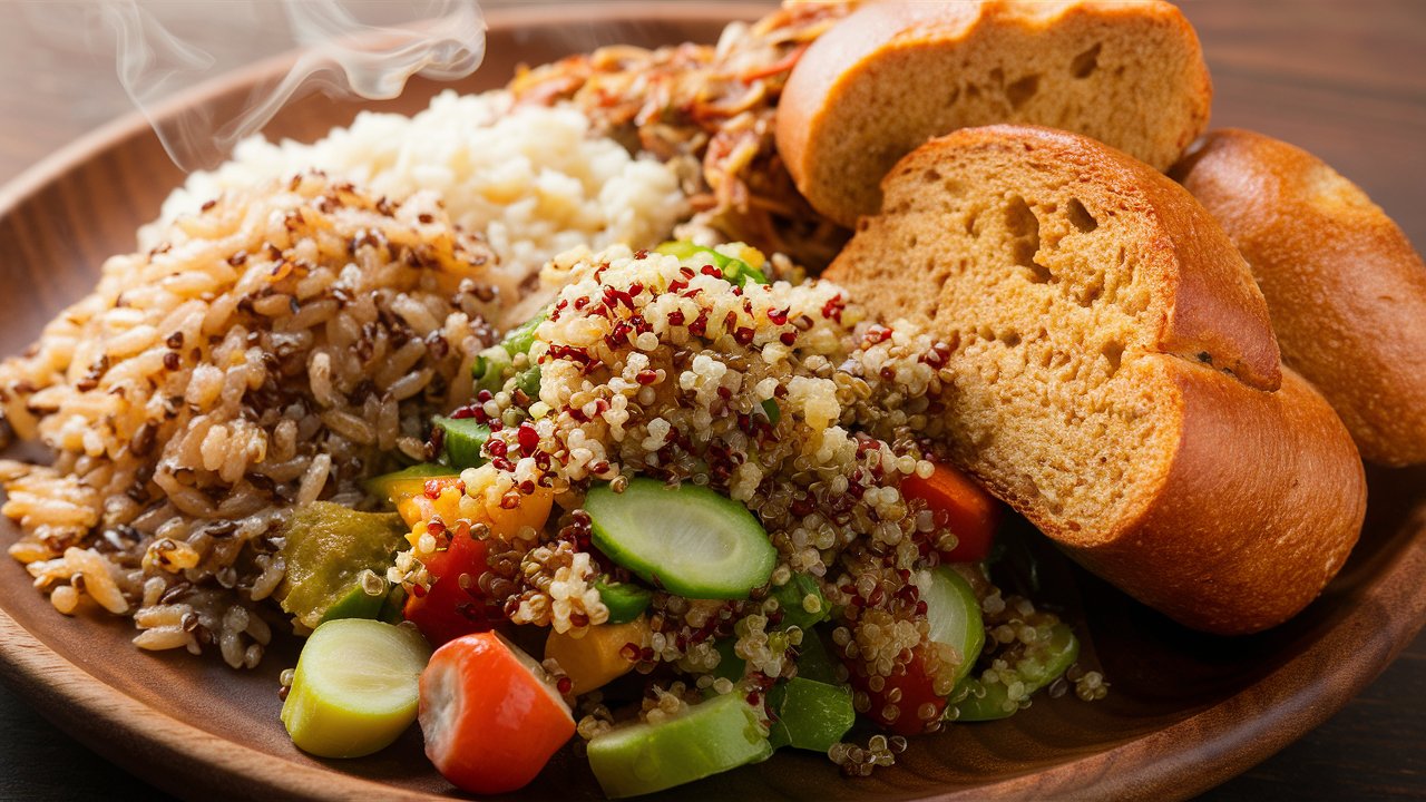 A plate of whole grains 