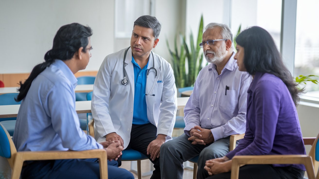 A medical team discussing treatment options for a prostate cancer patient.