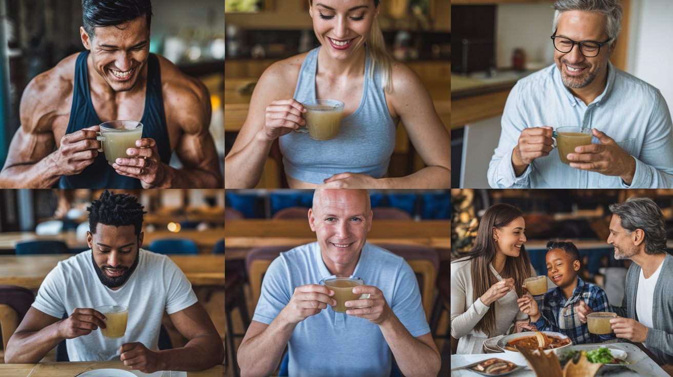 People drinking broth